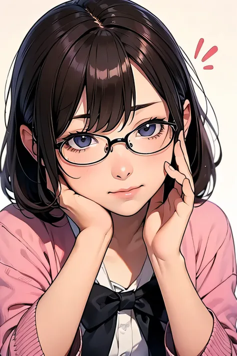 Otaku、Pretty cute girl 、shy face、Glasses、high image quality