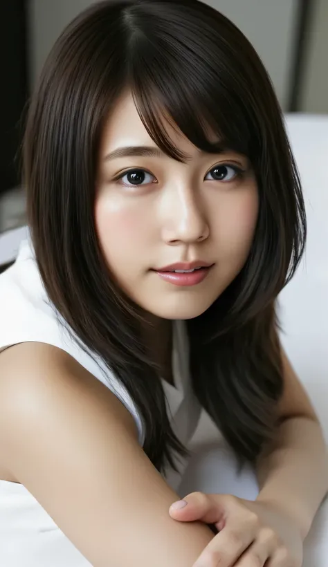 super accurate,8k, very well detailed,best quality,masterpiece, (from above1.5), Japanese Girl ,thin eyebrows,big breast on the front of the suit,black background,Lying on the black carpetセクシーな女性, stretch your legs, seductive gesture,lying on the black c...