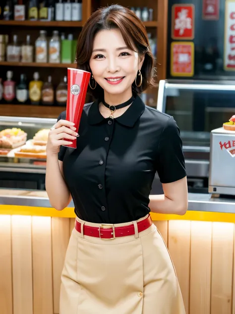 ７８ years old　Mom　MILF　Korean, Lady　large earring　Big choker　　realisitic　Gorgeous Madame Beautiful Mature Woman　sexy　Smile　Gentle woman navel piercing　４K　High quality 