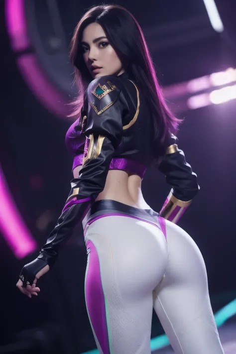 kaisa league of legends, k/DA All Out kai'sa, perfect ass,  wearing white leggings

