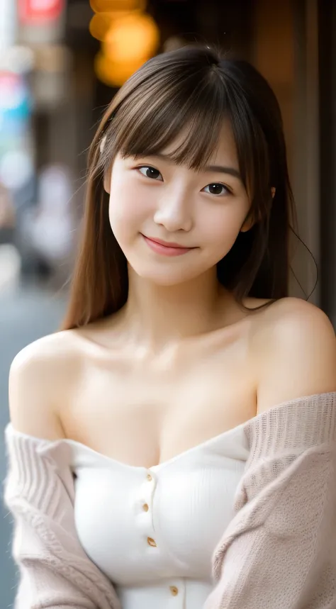 masterpiece,best quality,(Japanese girl),((Beautiful girl)),cleavage,(off shoulder:1.2),(perfect body beauty:1.2),(shy smile),From slightly above