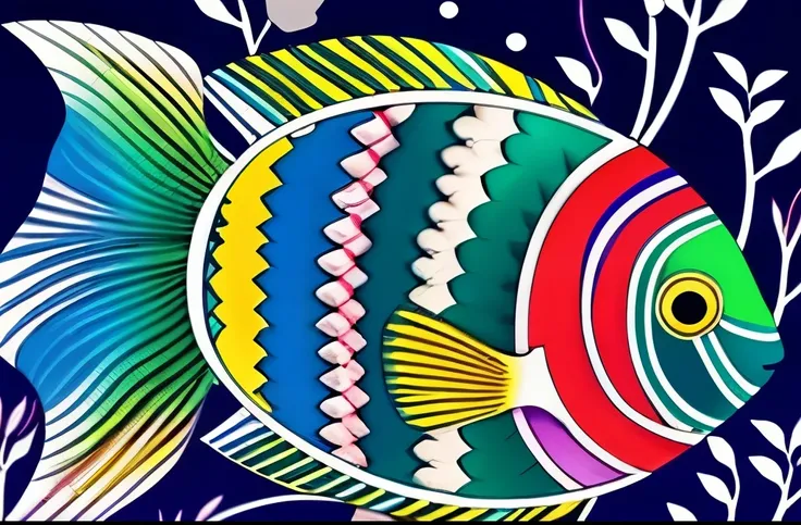 there is a fish that is swimming in the water, an illustration of by Gwen Barnard, featured on reddit, fine art, exotic fish, tropical fish, a beautiful detailed orixa, beta male, cobalt coloration, bright rainbow nimbus, silvergill adept, very colourful, ...