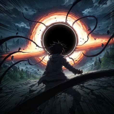 anime character with a black hole in the middle of a dark sky, anime epic artwork, badass anime 8 k, 4 k manga wallpaper, 4k anime wallpaper, anime wallaper, anime wallpaper 4 k, anime wallpaper 4k, anime style 4 k, ultra hd anime wallpaper, anime art wall...