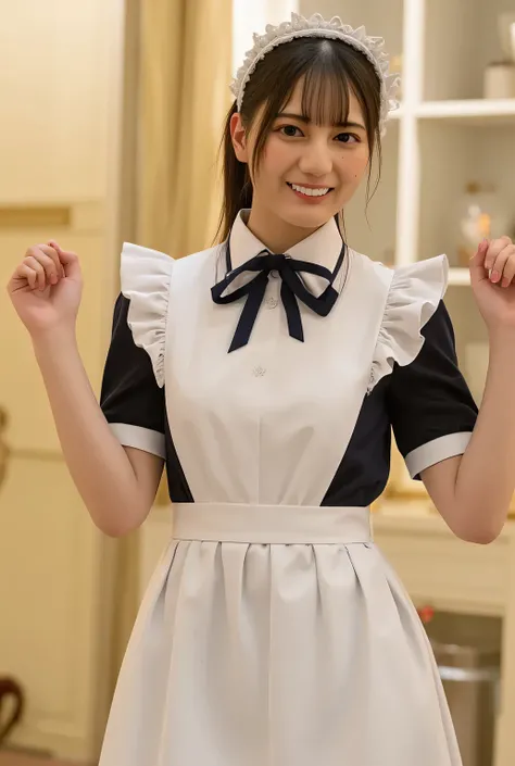 ((( High Resolution , top quality, very well detailed, masterpiece , highly detailed photos , realistic , Real people々 , Ultra precise skin ))) , At a restaurant , ( from the front ) , full body , advanced shot by hotel , Viewer , ( smile ) , { , t...