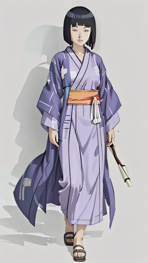 a drawing of a woman in a kimono outfit and sandals, wearing flowing robes, Hijikata Toushirou of Gintama, inspired by Itō Ogura Yonesuke, as an anime character, inspired by Tōshūsai Sharaku, Hinata Hyuga, shikanosuke yagaki, wearing a long flowing robe