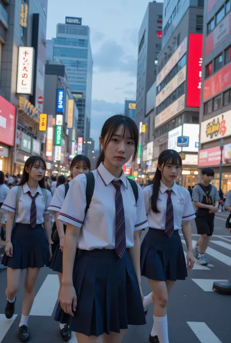 Real Japanese high school girls in the streets of Shibuya