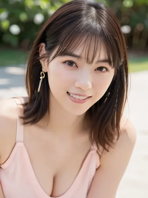 beautiful girl、(The best masterpiece:1.3), (8k, photorealistic to tilt your head to the left, RAW photo, best image quality: 1.4), Japanese Girls、28 years old、(wavy long hair、 Asymmetric Bang  :1.2)、Very Detailed Face、Please pay attention to the details、do...