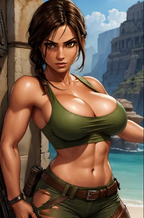 lara croft, ripped clothes