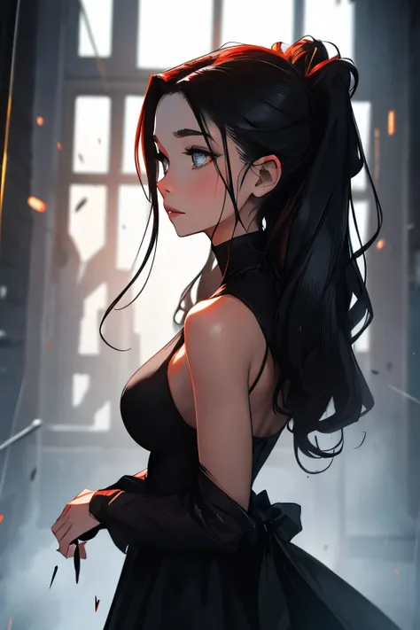 Appearance: Lilith has long, wavy black hair that flows softly as if caressed by an unseen breeze. Her pale grey eyes hold an otherworldly glow and a mix of sorrow and kindness. Her translucent skin is ethereal and smooth, marred only by a scar near her ey...