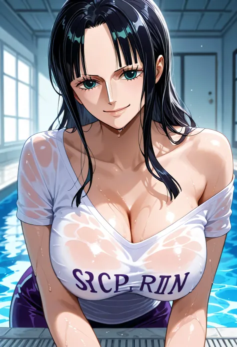 score_9, score_8_up, score_7_up, source_anime,anime_visual,Masterpiece, High Score, Great Score, Absurdity,(NICO ROBIN_One Piece:1.39),The high resolution photograph of adult woman. She is tall with big breasts. smile on her face. Her hair is styled in a s...