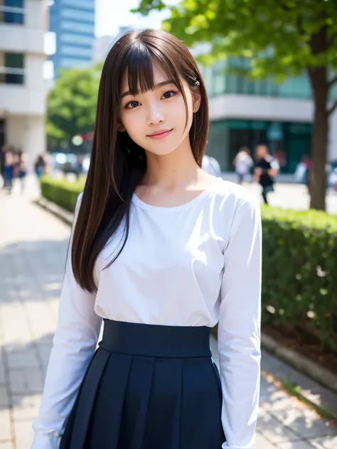 (Best-quality, Masterpiece, Ultra High Resolution, (Photorealistic:1.4), Raw Photo, depth of field, professional lighting, perfect anatomy, extremely details),  
1girl, 15-years-old, the most famous Japanese idol, walking, looking at viewer, (innocent smil...