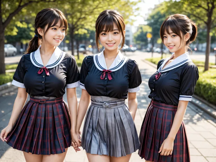   masterpiece ,   top quality , 8k resolution for kindergarten ren,   cinematic lighting  ,    super real, Are high school girls coming home ,( Well-balanced  ),    Sexy latino    ,  everyone(  We are wearing black Japanese uniforms with an ultra-short ple...