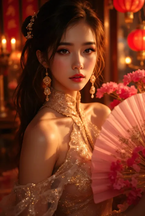 Cat ears、 fßace up, attractive, pretty girl, ponytail、 (( fine facial features , eroticism)), dramatic lighting , realistic , 8k, Dramatic Shadows , intricate and elaborate patterns , super detailed photo , chiaroscur...