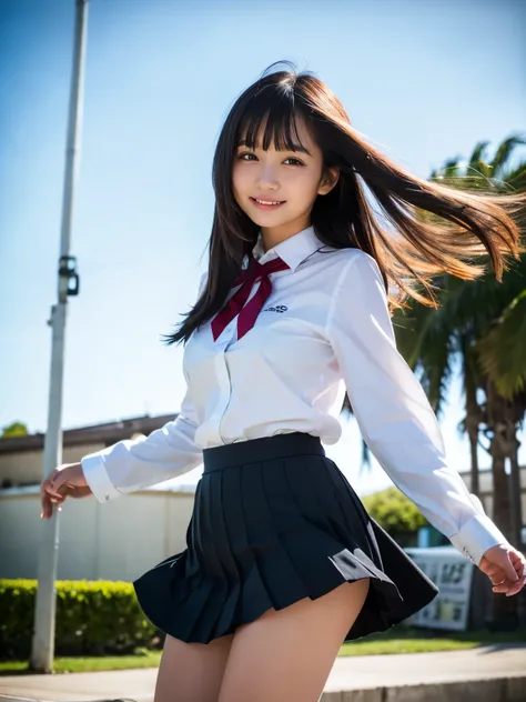 (Best quality, Masterpiece, Ultra High Resolution, (Photorealistic:1.4), Raw Photo, depth of field, professional lighting, perfect anatomy, extremely details), at station, 1girl, 15-years-old, the most famous Japanese idol, standing, looking down, (innocen...