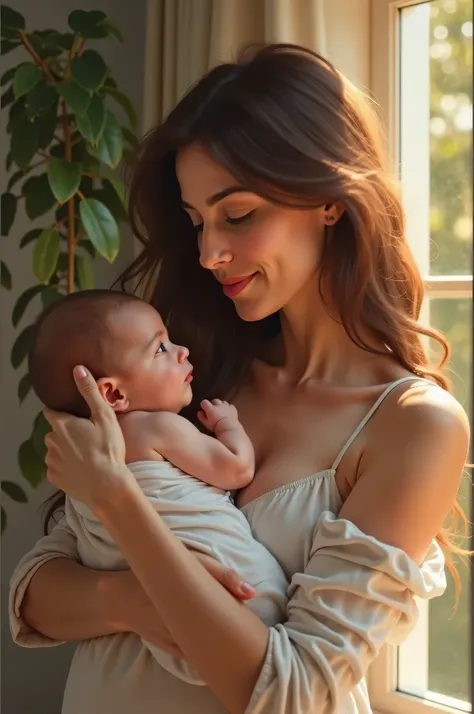 Beautiful girl breastfeeding