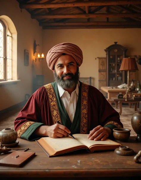 **Prompt:** Imagine a vivid tapestry of medieval medicine within a historic hospital that feels like a gateway to another era. This enchanting space is filled with ancient medical instruments, towering shelves of timeworn herbs, and the soft flicker of can...