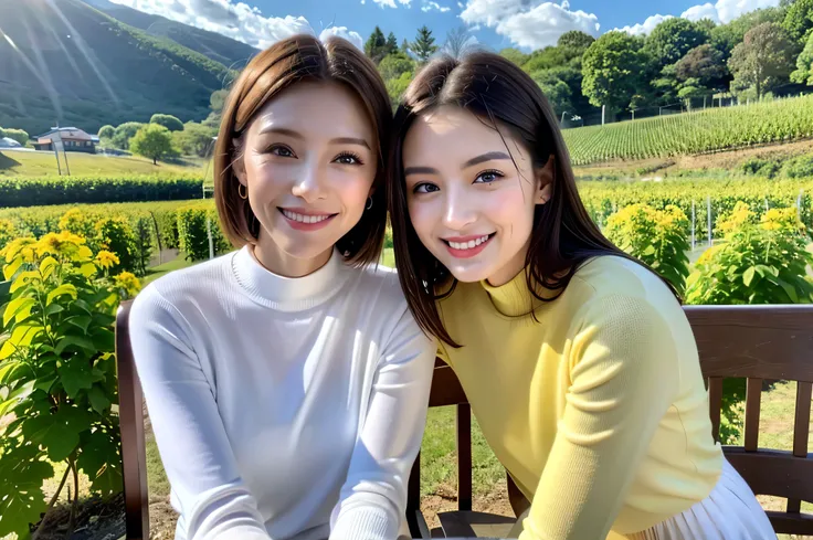 ((White Wine)),((    wine glasses)),(realistic, superrealistic:1.4), 16K HDR, high image quality,((White Wine)),((    wine glasses)),29 years old,Age 31,  The beauty of Japan  ,so beautiful,   turtleneck dress、happy smile、    short hair,    best smile、slim...