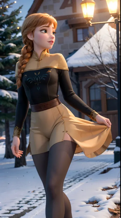 Photo of Anna of Arendelle wearing thight opaque pantyhose,  cameltoe