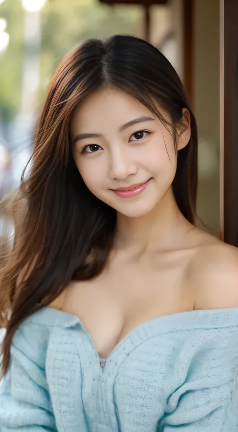 masterpiece,best quality,(Japanese girl),((Beautiful girl)),cleavage,(off shoulder:1.2),(perfect body beauty:1.2),(shy smile),