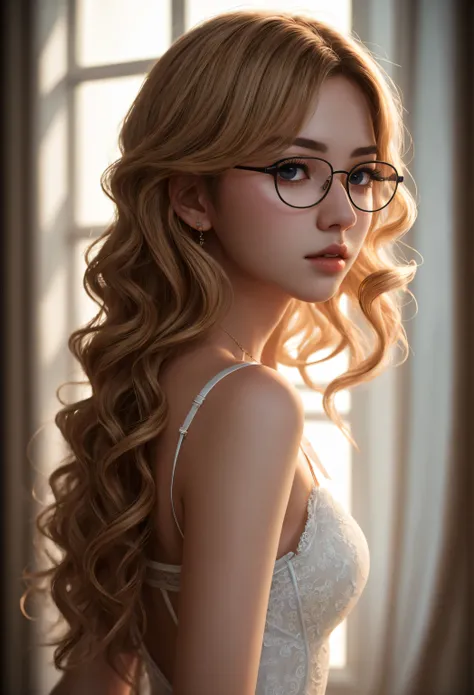 1girl, elegant erotic  beautiful girl, big breasts, ((white wavy hair)) (glasses), maxi dress, masturbation, self-pleasure, lingerie, adultery, indecent, vulgar, (best quality,4k,8k,highres,masterpiece:1.2),ultra-detailed,(realistic,photorealistic,photo-re...