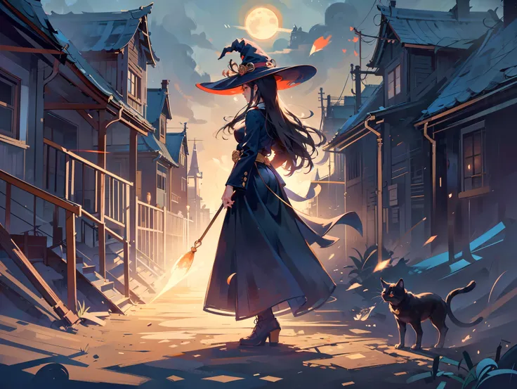 A very beautiful witch、Multiple very large cats、Witch's Familiar Cat、The witch is diligently hitting the cat、The cat is standing upright on two legs、Cats are very eerie、A group of bakeneko、On a night when the moon is beautiful, I'm alone in the forest,...