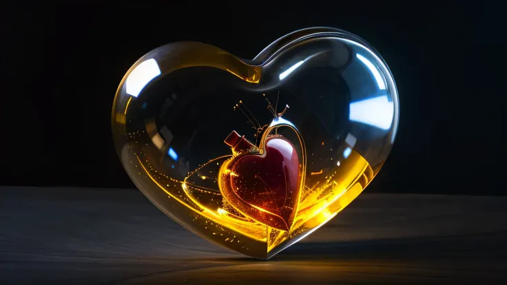 glowing glass heart