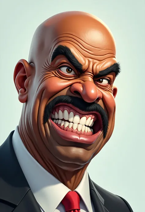 Steve harvey karikatur, angry but funny face, obvious and real 