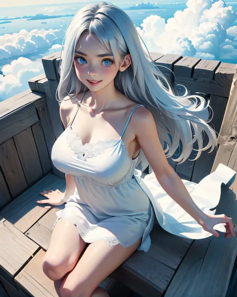 (nsfw1.4)、((best quality, 8k, masterpiece:1.3)), concentrated:1.2, perfect body beauty:1.4, Ass:1.2, ((layered haircut, big breasts:1.2)),((White World 1.3)) , (The white temple above the clouds:1.3)、is standing inside the temple、costume made of fabric tha...