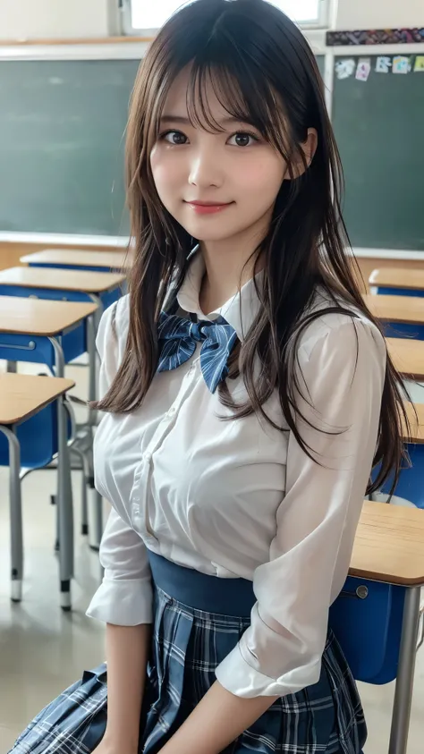 ((School Classroom:1.2)),Lewd smile,(Realistic,Realistic:1.37),(masterpiece),
(Highest quality:1.4),(Ultra-high resolution:1.2),(RAW Photos:1.2),
(Sharp focus:1.3),(((upper body,sitting in a chair:1.2))),elegant,(Whole Body Ezbian:1.2),
(Girl in collared s...