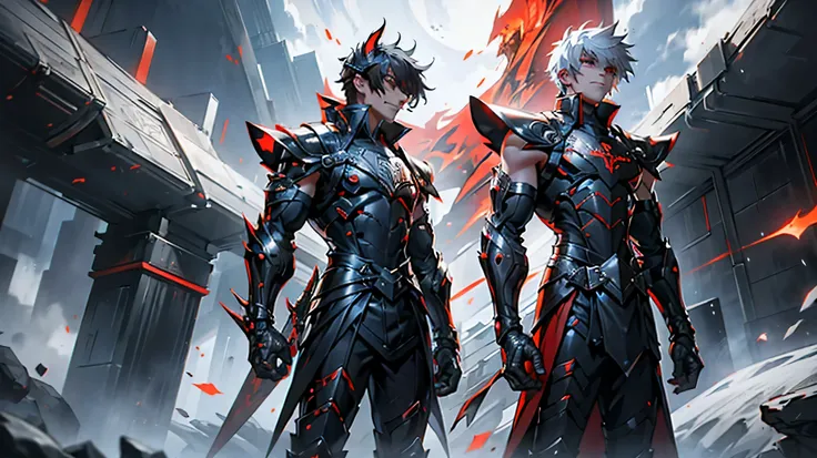 It’s a man. The image presents a dark, futuristic armor designed for Ken Kaneki, blending sleek tactical elements with a predatory appearance. The armor reflects his duality as both human and ghoul. Helmet: The helmet is sleek black with sharp lines. A glo...