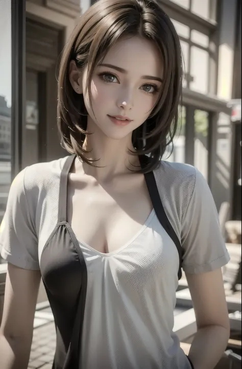 1girl ,under daylight, town, 32k resolution, ( realistic :1.5), High resolution UHD, Slender, delicate body,small breasts,