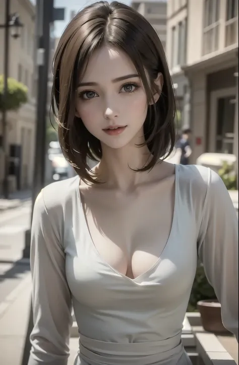 1girl ,under daylight, town, 32k resolution, ( realistic :1.5), High resolution UHD, Slender, delicate body,small breasts,