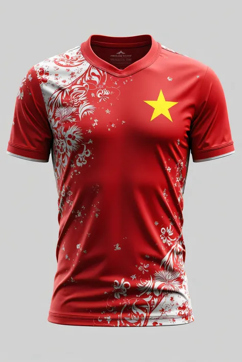 football shirt  , vietnamese style , red in combination with white 