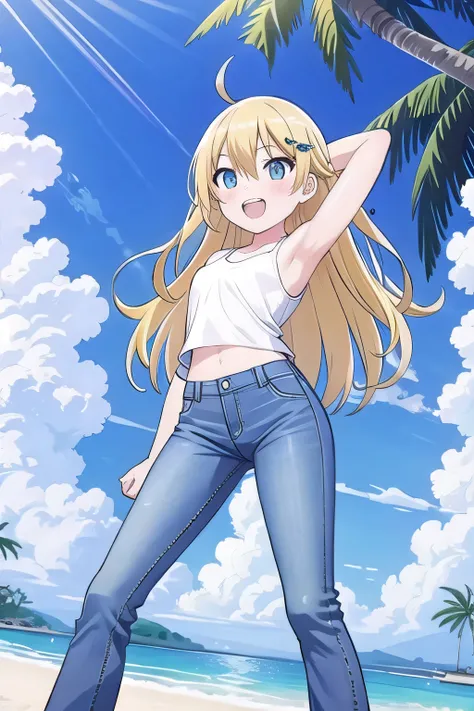 masterpiece,best quality,ultra detail, ((Perfect Face, Perfect Arms, Perfect hands, Perfect Fingers)), 1girl, 14yo, petite, ((round face, ecstasy, orgasm face, drooping eyes, shame smiling, blush)), dropping eyes, sleepy, Open mouth, ((White teeth)), backg...