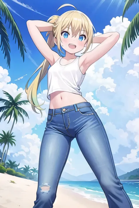 masterpiece,best quality,ultra detail, ((Perfect Face, Perfect Arms, Perfect hands, Perfect Fingers)), 1girl, 14yo, petite, ((round face, ecstasy, orgasm face, drooping eyes, shame smiling, blush)), dropping eyes, sleepy, Open mouth, ((White teeth)), backg...