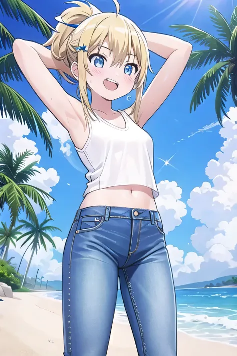 masterpiece,best quality,ultra detail, ((Perfect Face, Perfect Arms, Perfect hands, Perfect Fingers)), 1girl, 14yo, petite, ((round face, ecstasy, orgasm face, drooping eyes, shame smiling, blush)), dropping eyes, sleepy, Open mouth, ((White teeth)), backg...