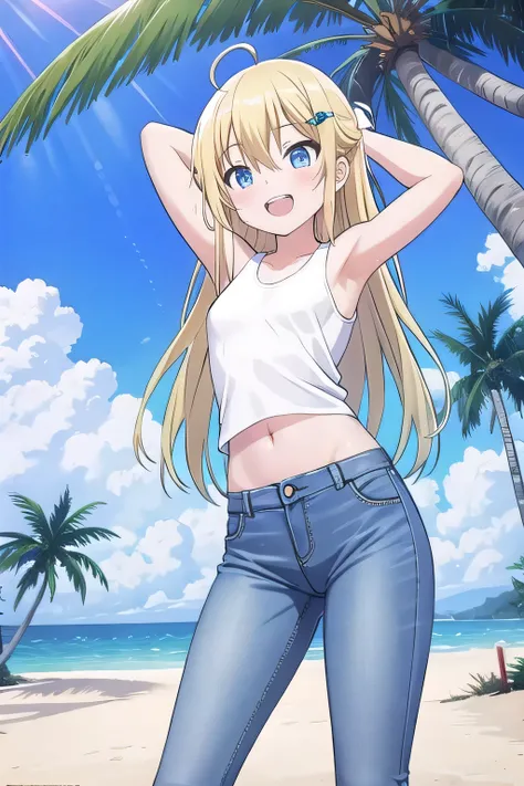 masterpiece,best quality,ultra detail, ((Perfect Face, Perfect Arms, Perfect hands, Perfect Fingers)), 1girl, 14yo, petite, ((round face, ecstasy, orgasm face, drooping eyes, shame smiling, blush)), dropping eyes, sleepy, Open mouth, ((White teeth)), backg...
