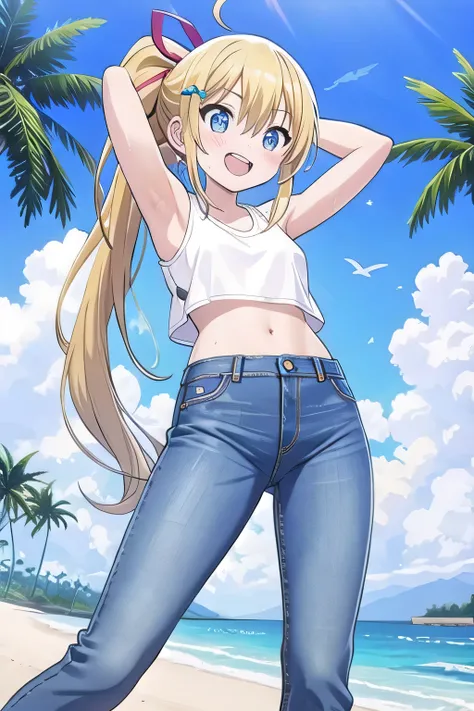 masterpiece,best quality,ultra detail, ((Perfect Face, Perfect Arms, Perfect hands, Perfect Fingers)), 1girl, 14yo, petite, ((round face, ecstasy, orgasm face, drooping eyes, shame smiling, blush)), dropping eyes, sleepy, Open mouth, ((White teeth)), backg...