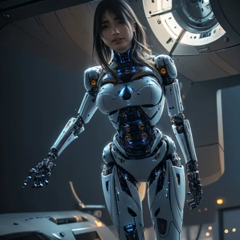 intelligent bionic robot, 2 women’s heads, woman, cyborg robot parts, microchip, Bright studio, hyperrealism, high detail on the face, delicate details, soft writing, rimlight, Rendered by Octane, Unreal Engine 5 rendering, Mechanical Public Enemy Style, 1...