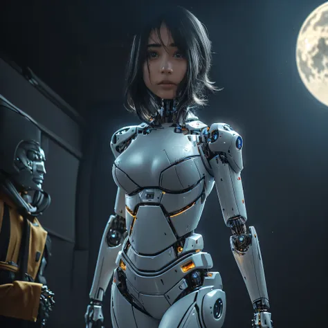 intelligent bionic robot, 2 women’s heads, woman, cyborg robot parts, microchip, Bright studio, hyperrealism, high detail on the face, delicate details, soft writing, rimlight, Rendered by Octane, Unreal Engine 5 rendering, Mechanical Public Enemy Style, 1...