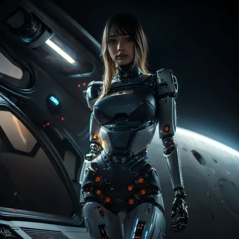 intelligent bionic robot, 2 women’s heads, woman, cyborg robot parts, microchip, Bright studio, hyperrealism, high detail on the face, delicate details, soft writing, rimlight, Rendered by Octane, Unreal Engine 5 rendering, Mechanical Public Enemy Style, 1...