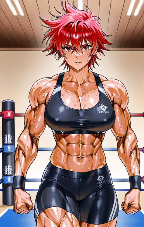 score 9 、score 8 up、score 7 up、source anime、masterpiece、top quality、High Resolution、anime coloring、1woman、Erda 、brave woman、Stupid、Gym、Alone、Fit Woman 、Muscular!!、Muscular!、muscular woman、 workout 、Attractive anime women、Big Breasts、navel、midriff、abs、stoma...