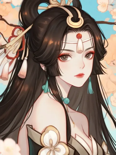  hand-drawn art style ： Onmyoji， Attractive anime girl，Wear a gorgeous dress，big eyes，Delicate release，Beautifully swore