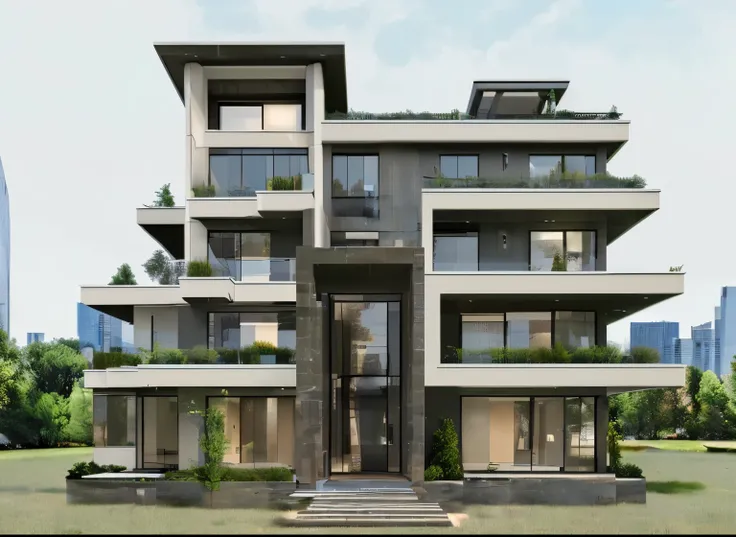 a rendering of a modern apartment building with a lot of windows, architectural render, architectural rendering, precise architectural rendering, opposite building, architectural visualization, exterior design, architectural visualization, Realistic archit...