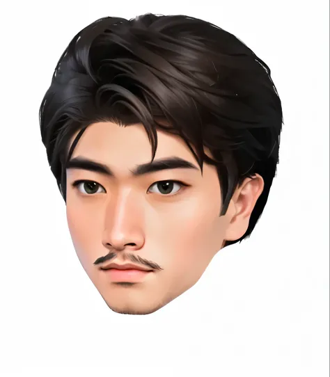 a close up of a person with a mustache and a face, realism artstyle, highly_detailed_face!!!, inspired by Adam Dario Keel, single realistic face, live2d virtual youtuber model, telegram sticker, face very realistic, inspired by Zhang Han, realistically ren...