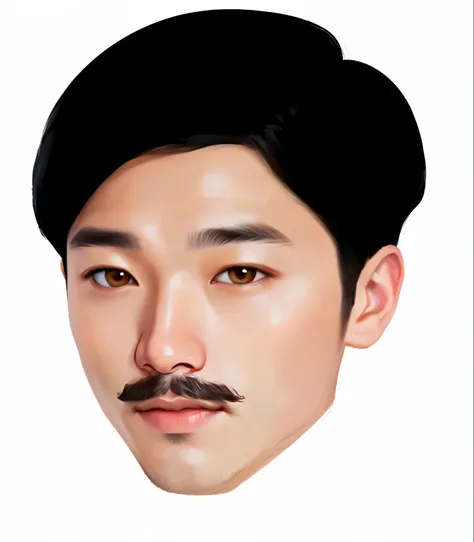 a close up of a person with a mustache and a moustache, song joong - ki portrait, inspired by Sim Sa-jeong, style in digital painting, #1 digital painting of all time, portrait of kpop idol, # 1 digital painting of all time, digital portrait, inspired by Y...