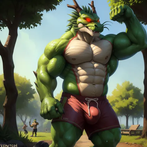 solo, 4k, hd, (ultra detailed), a beautiful and detailed full size portrait of a male (muscle, buff, bulky, abs, big body, daddy, dominating male, white shirt, massive pecs, muscular, b), anthro dragon shenron, shenlong, scalie, eastern dragon, chinese dra...