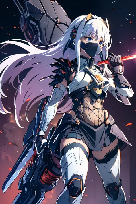 (masterpiece), (high resolution), (alone), (perfect face), (beautiful Korean high school girl), ((long straight white hair and bright blue eyes)), (((Ultra detailed blue eyes))) , white hair, red tartan plaid clothes, smile, stare, stand, watch the audienc...