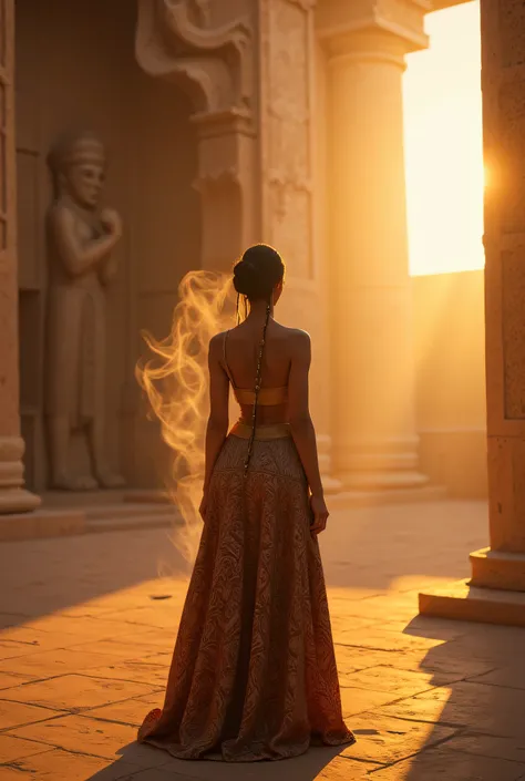 **Prompt:** Create a breathtaking visual representation of ancient Mesopotamia during the enchanting golden hour. Concentrate on a richly detailed scene within a majestic temple, adorned with intricate carvings and murals that reflect the vibrant culture o...