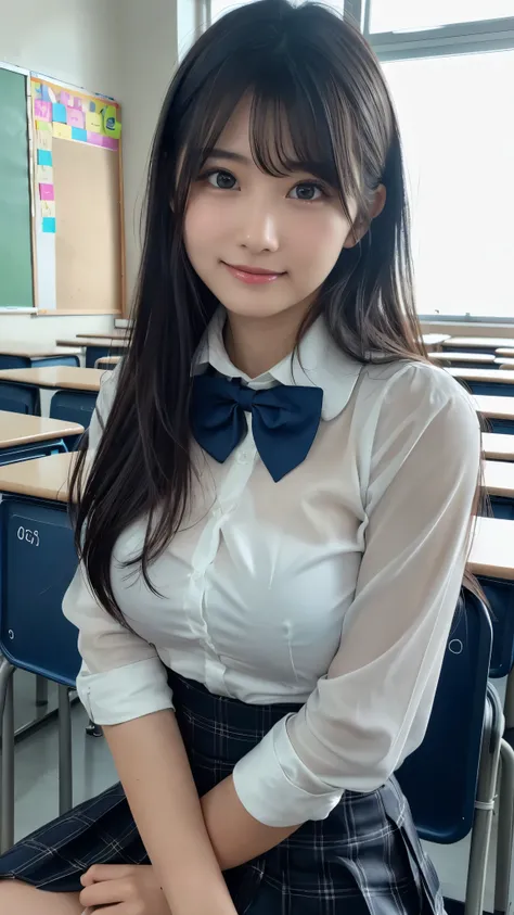 ((School Classroom:1.2)),Lewd smile,(Realistic,Realistic:1.37),(masterpiece),
(Highest quality:1.4),(Ultra-high resolution:1.2),(RAW Photos:1.2),
(Sharp focus:1.3),(((upper body,sitting in a chair:1.2))),elegant,(Whole Body Ezbian:1.2),
(Girl in collared s...